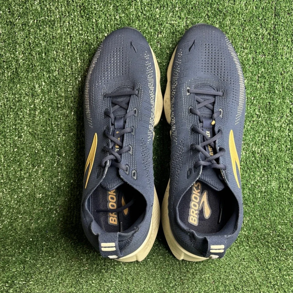 Brooks Glycerin Flex DNA Tuned Cushion Road Running Shoes Blue Gold Mens Size 14